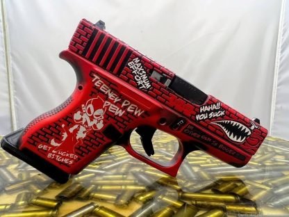 Deadpool Custom Glock 43 9mm Cerakoted and Engraved - Image 4