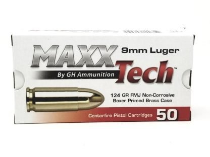 1000 rds Maxxtech 9mm 124 grain FMJ Brass Boxer Primed NO RESERVE